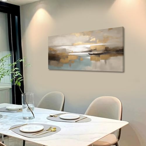 Beige Abstract Wall Art Living Room Wall Decor Canvas Painting Framed Modern Abstract Artwork Print Neutral Wall Art Bedroom Decor Picture Artwork for Office - Image 3