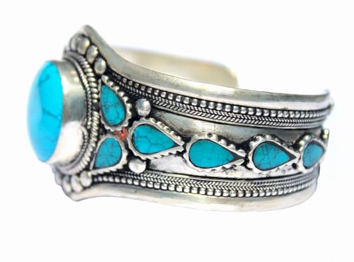 Multi-Stone Blue Stabilized-Turquoise Adjustable Cuff Bracelet | Unique Boho Jewelry for Men & Women3