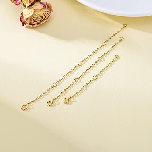 14K Solid Gold Chain Necklace Extender 2 Inch, Delicate Durable Adjustable Gold Chain Extender for Gold Necklace Bracelet - Image 5