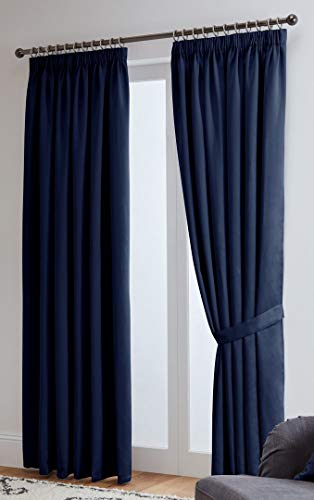 John Aird Blackout Curtains Pencil Pleat with Tie Backs – Thermal, Energy Saving Curtains for Bedroom & Living Room (Navy, 117 x 137cm (46"x 54")) - Image 3