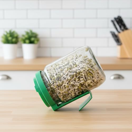 Image of Hygienic Transparent Greengrow Glass Sprout Maker Jar with 40 E Recipe Book, BPA-Free with 300-Hole Mesh Lid for Airflow, Odor-Free, sprout maker For Living Healthy Life - 720ml
