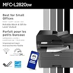 Imprimante Laser Monochrome Tout-en-Un Sans Fil Brother MFC-L2820DW avec Copie, Scan et Fax, Duplex, Noir & Blanc | Inclut un Essai d'Abonnement Refresh(1), Compatible avec Alexa