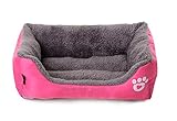 Spring fever Ultra-Soft Paw Print Pet Water Resistant Rectangle Orthopedic Snuggle Dog Cat Warm Pet Bed A Pink S (17.715.74.7 inch)