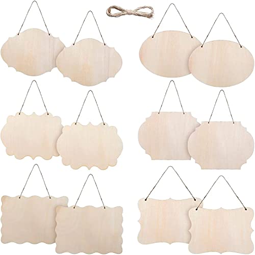 Yronty UWB01 12Pcs Small Unfinished Wood Boards, 6 Shapes Of Blank Wood Signs Wood Plaques cover
