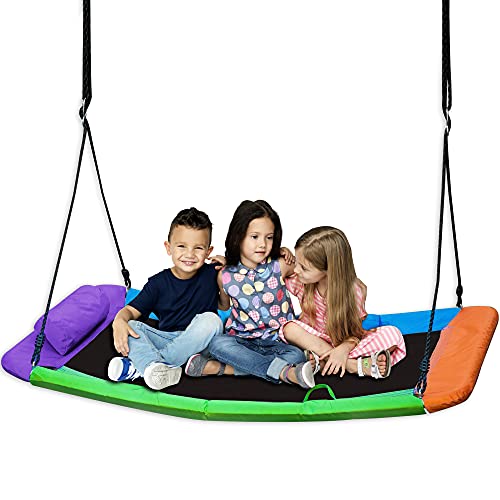 hazli Platform Tree Swing for Kids and Adults – 60’’ Swing Set Accessories Included – Adjustable Length and Free Straps - Outdoor Swing Set 700 lb Weight Capacity