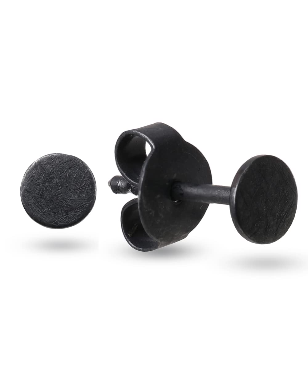 Beate Stohr Ohrstecker Damen Schwarz 925 Sterling Silber 4mm rund, kleine schwarze Ohrringe geschwärzt eismatt, handgefertigt nickelfrei, Made in Germany