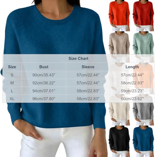 Furundly Pullover Sweaters for Women Solid Color Crew Neck Knit Sweater | Crew Neck, Long Sleeve, Solid Color, Knit Sweater, Fall Winter - image 5