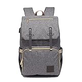 Mochila de Maternidade Donna Laço Bebê LB Ayane Fivelas de Couro Cinza (Cinza)