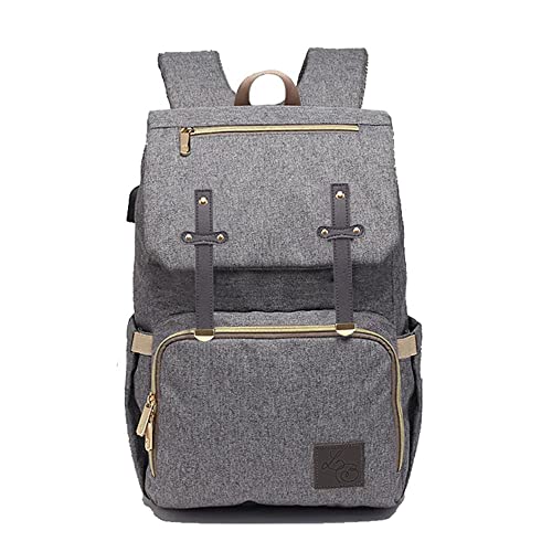 Mochila de Maternidade Donna Laço Bebê LB Ayane Fivelas de Couro Cinza (Cinza)