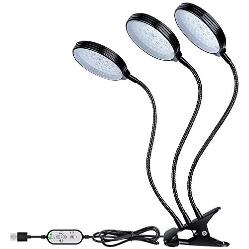 ZHTY LED Plant Grow Light,45W Three Head Led Plant Light with USB Cable,5 Dimmable Levels Modes,3 Lighting Modes & Timer,Red & Blue Spectrum Light for Indoor Plants