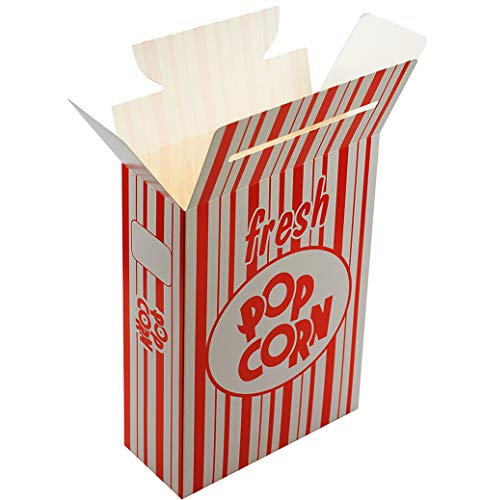 Fasmov 100 Pack Large Paper Popcorn Boxes, 6" L x 2 1/2"W x 8 1/2 "H Close Top Movie Theater Popcorn Boxes, Popcorn Containers for Movie Party and Theater Night (Red and White Stripes) - Thumbnail 5