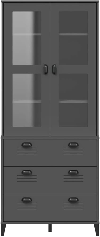 vidaXL VIKEN Sideboard Anthracite Grey 80x40x190cm Solid Pine Wood, 3207152