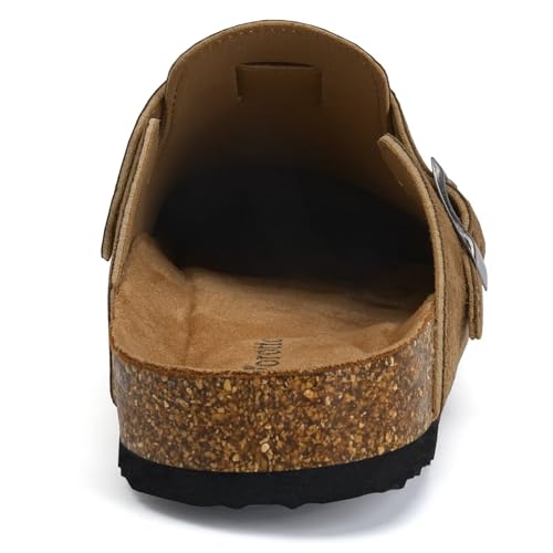 Image of Torotto Womens Clogs Cork Footbed Suede Slippers Arch Support Potato Shoes with Adjustable Buckle