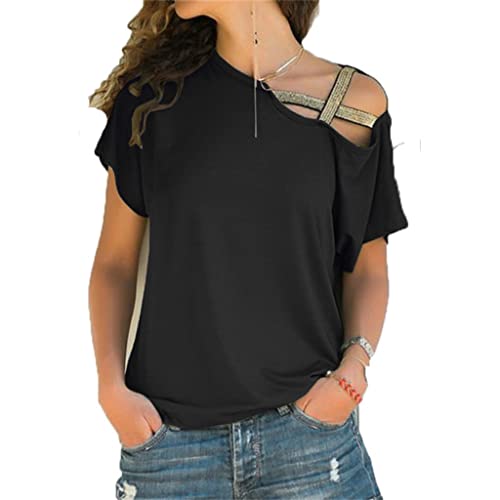 T-shirt respirant pour femme haut d'été asymétrique croisé et léger