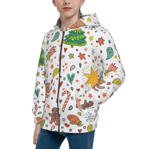 Winter Christmas And New Year Deer Kids Pullover Hoodies Boys Zip Up Sweatshirts Girls Athletic Clothes with Pocket