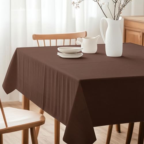 Image of R home 100% Cotton Solid Table Cover | 200 GSM Thick Fabric, Anti-Skid | Machine Washable & Reusable | Ideal for Dining Table & Centre Table, Easy Maintenance (Cocoa Brown, 56 x 56 Inch)