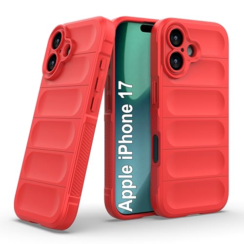 Image of amazon basics Back Case Cover for iPhone 17 | Compatible for iPhone 17 Back Cover | Liquid Silicon Magic Case with Camera Protection | Red