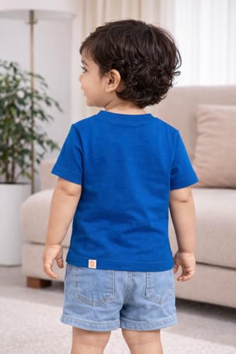Image of BODYCARE Kids Inafant Placement Print Boys Round Neck Half Sleeves Cotton T-Shirt | Skin Friendly Regular Fit | Soft Breathable Fabric Comfortable & Durability | Pack of 1 | Mustard | Age 6-12 Months