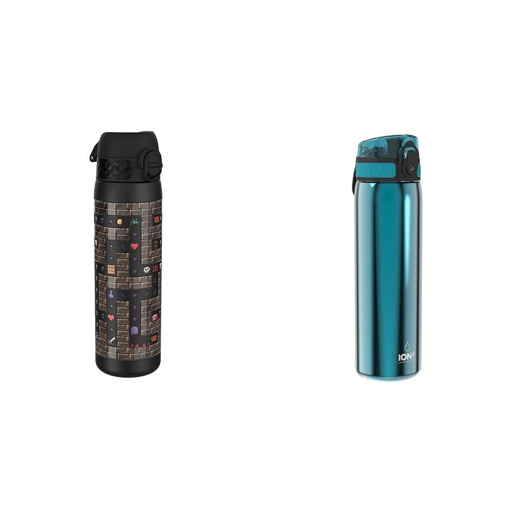 ion8 Stahl-Trinkflasche, 600 ml, Auslaufsicher, Einhandöffnung & Stahl-Trinkflasche, 600 ml, Auslaufsicher, Einhandöffnung