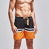 Badeshorts Für Herren,Schnelle Trockene Schwarze Kontrastnähte Strand Kurze Hosen Mit Gürtel, Schwimmen Surfen Laufen Workout Bodybuilding Gym Shorts Männer Schnelles Trockentraining Joggen Sport