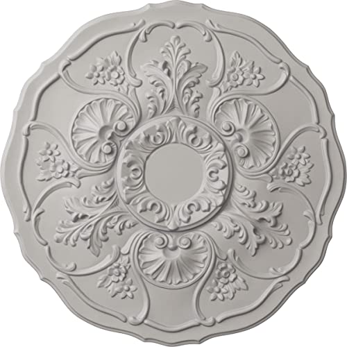 Image of Ekena Millwork CM22CNUWF 22 OD x 1 1 /2 P Cornelia Ceiling Medallion (fits Canopies up to 4 inch), Ultra Pure White