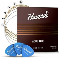 HAVENDI® Guitar Strings I Acoustic guitar strings 80/20 Bronze Coating I Brilliant Sound Quality I Includes 3 Picks (Custom Light 11-52, 1 Set) - Les Beatles, Paul McCartney, John Lennon, RIngo Starr, George Harrison