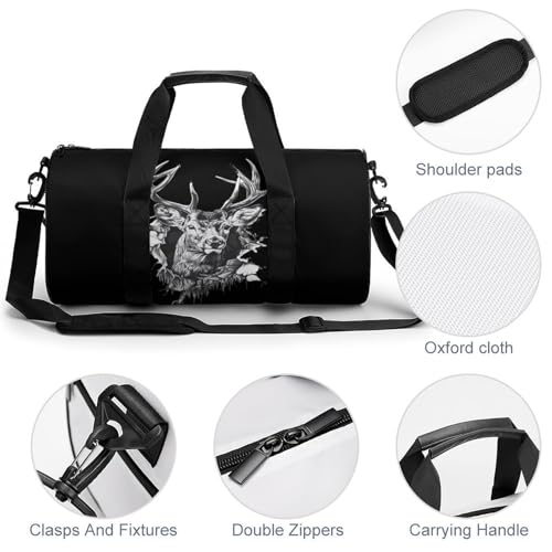 Deer Artwork Wall Travel Duffel Bag Gym Bags Sports Tote Shoulder Weekender Handbag for Men Women4