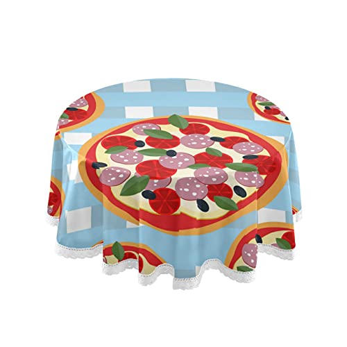 JUMBEAR Blueberry Lemon Pizza Nappe ronde en polyester résistante à l'eau et aux déversements Grande table pour salle à manger, cuisine, fête, 152,4 cm Cover