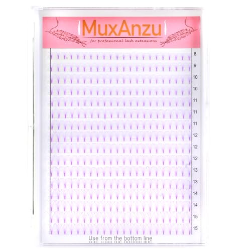 MuxAnzu Eyelash Extension Colored Premade Lash Fans Short Stem Volume Lash Extensions Supplier 5D Pink Blue Purple Brown 352 Clusters C/D Curl 0.07/0.10 8-15mm MIX (Purple, 5D 0.07 D 8-15MIXED)