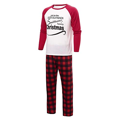 Cartoon Pyjama à La Mode De Noel Homme Femme Enfant Fille GarçOn Parent-Enfant Top Imprimé Lettres + Pantalon à Carreaux NoëL Carnaval De Nuit Hiver Chaud...