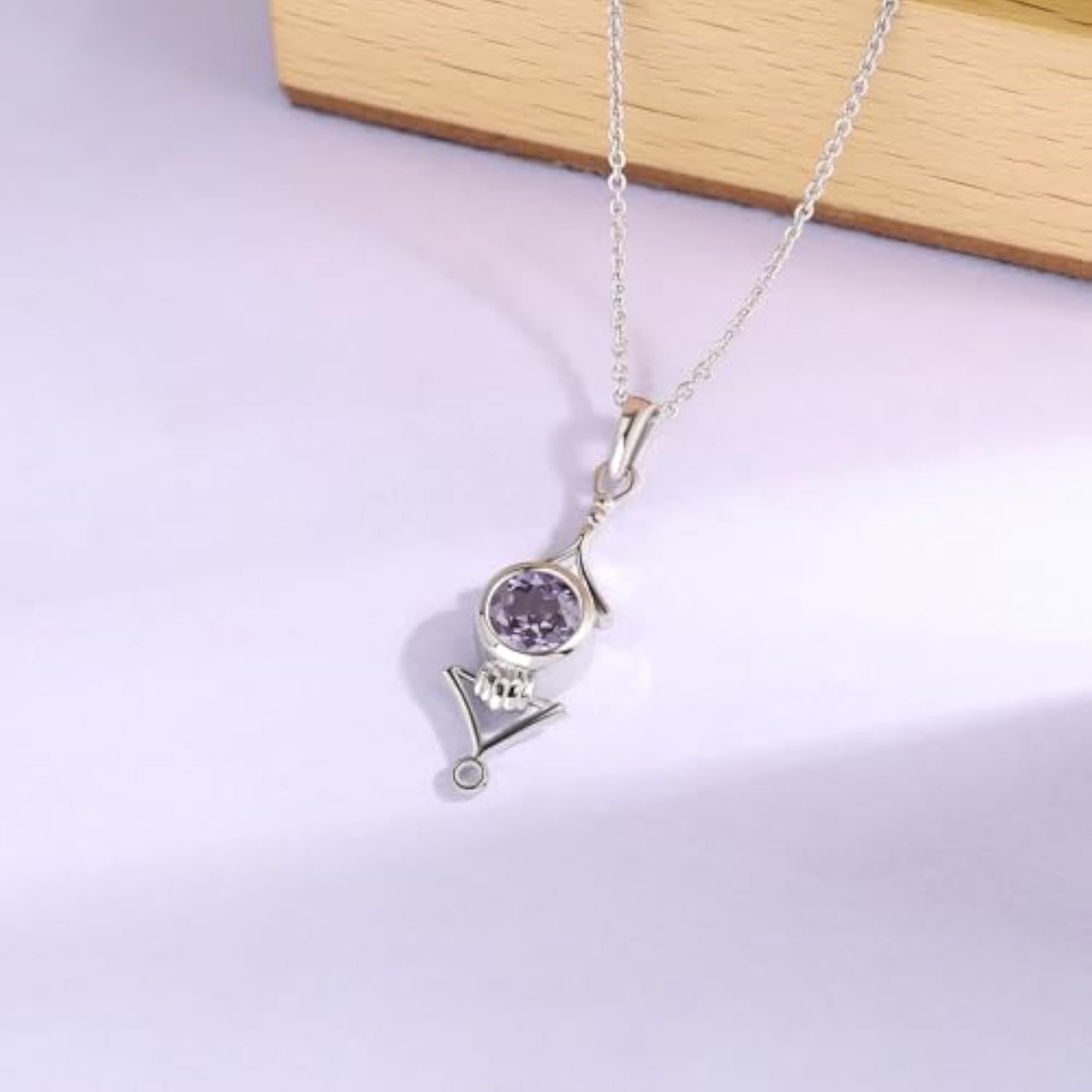 Women's 925 Silver Natural Gemstones Elegance Pendant Necklace