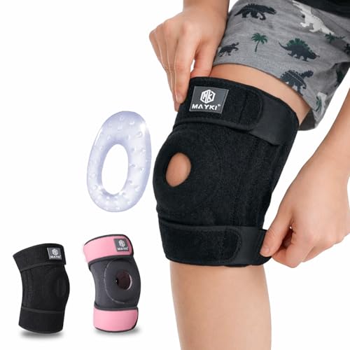 MAYKI Kids Knee Support 1Pcs Adjustable Knee Support with Patella Gel Pad Childs Knee Support for Meniscus Tear/Ligament Damage Kids Knee Brace for Running/Sports/Walking
