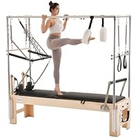 VEVOR Pilates Reformer Wooden Pilates Machine (Natural wood color)