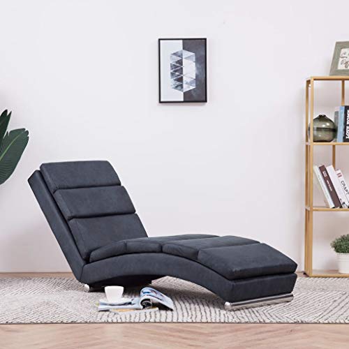 Preisvergleich Produktbild Festnight Relaxliege Liegesessel / Lounge Liege Chaiselongue / Wohnzimmer Liegestuhl Relaxsessel in Wildleder-Optik, Grau