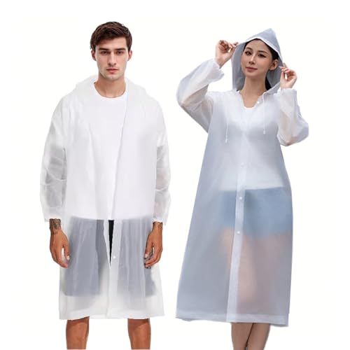 Rain Ponchos for Adults Reusable2 Pcs Rain Coats,Extra Long EVA Rain Jackets with Hood and Drawstring for Women and Men