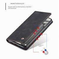 owlhold Handyhülle für Xiaomi 12/12X/12S Hülle, Premium Lederhülle Weiches Vintage-Nubukleder Faltbare Ständer Klapphülle Kartenfach Standfunktion stoßfest Schutzhülle -Schwarz – Ansicht 2