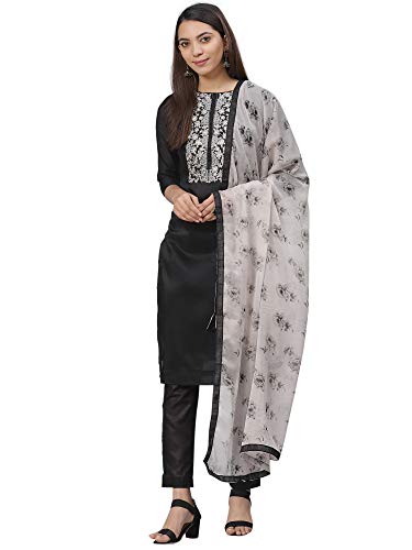Image of AKHILAM Women's Chanderi Cotton Embroidered Unstitched Salwar Suit Material (Red 32DMK80 M Parent)