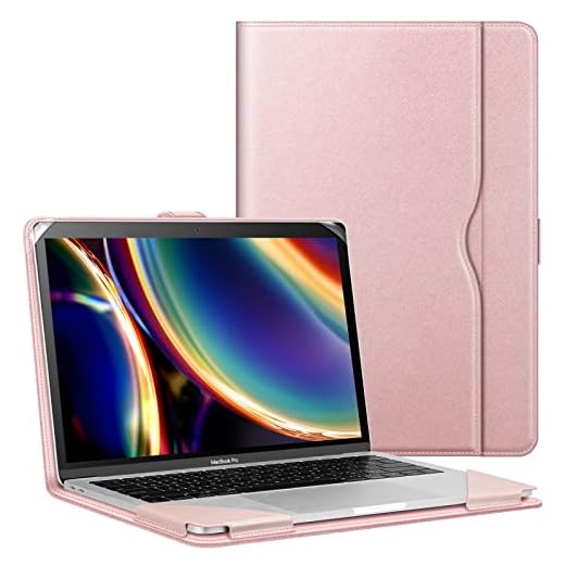 Fintie Sleeve Case for MacBook Air 13 A2237 (M1)/A2179/A1932 (2018-2020), Compatible w/ MacBook Pro 13 A2338 (M1)/A2251/A2289/A2159/A1989/A1706/A1708 (2016-2020), PU Leather Folio Book Cover, RoseGold