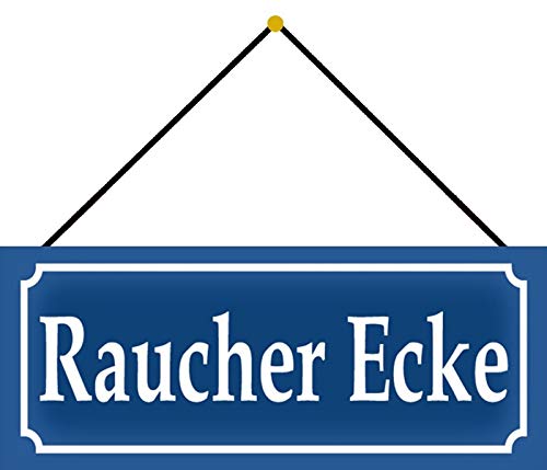 Blechschild Avec cordon de serrage - 27 x 10 cm - Plaque de rue : coin fumeur - Blechemma.