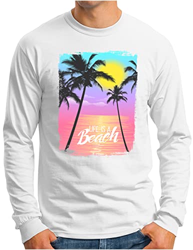 T-shirt manches longues homme ravivez vos souvenirs de vacances avec l'imprimé vintage sunset