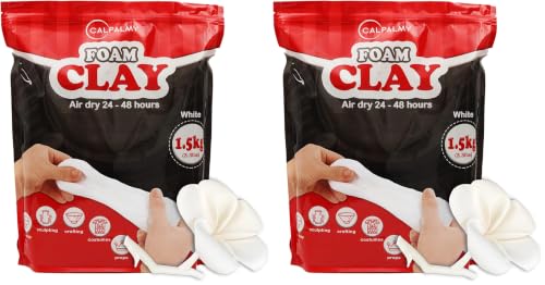 Image of 3.3 lbs Moldable Cosplay Foam Clay (White) - High Density and Hiqh Quality for Intricate Designs | Air Dries to Perfection for Cutting with a Knife or Rotary Tool, Sanding or Shaping (Pack of 2)