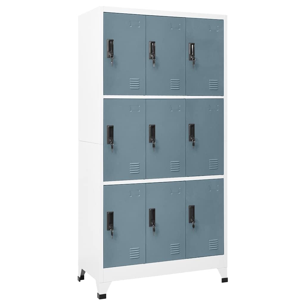 Armadietto in acciaio con 9 ante, 90 x 45 x 180 cm, grigio