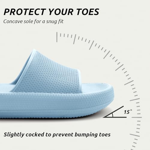BAXIWUY Badelatschen Damen Badeschuhe Herren Schlappen Badeschlappe Cozislides Original Slippers Rutschfest Hausschuhe Sommer Pantoletten Wolkenschuhe Flip Flops Indoor/Outdoor，Blau，44-45 EU 6