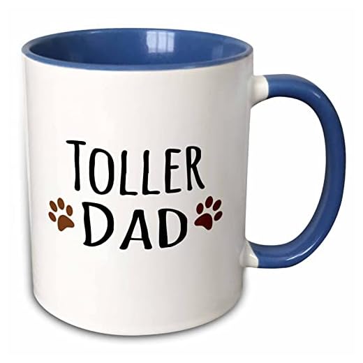 3dRose Toller Dog Dad - Nova Scotia Duck Tolling Retriever - Doggie by breed - brown paw prints doggy love 11oz Two-Tone Blue Mug
