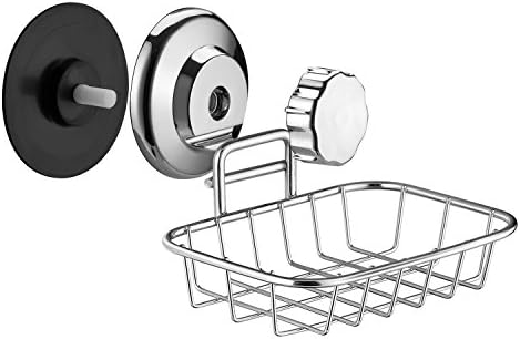 SANNO Shower Soap Dish Super Powerful Vacuum Suction Cup Soap Holder For Sponge, Shower, Bathroom, Tub and Kitchen Sink, Strong Rustproof Stainless Steel Wall Mounted Soap Rack