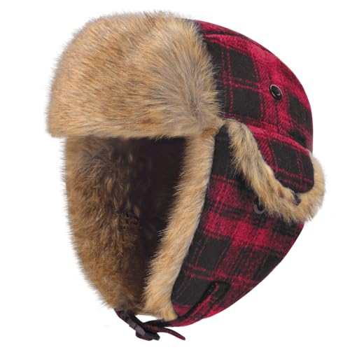 Boys Girls Winter Trapper Hat Outdoor Windproof Warm Hat Kids Fleece Lined Ski Cap with Earflap 3T-8T