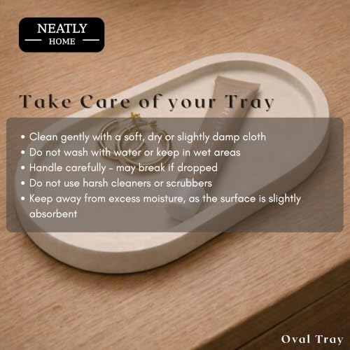 Image of Aesthetic Handmade Big Oval Trinket Tray Handmade | Jewelry Organizer | Vanity Tray for Women | Minimalist Home Decor, Candle Holder & Multipurpose - (20 x 11 cm)