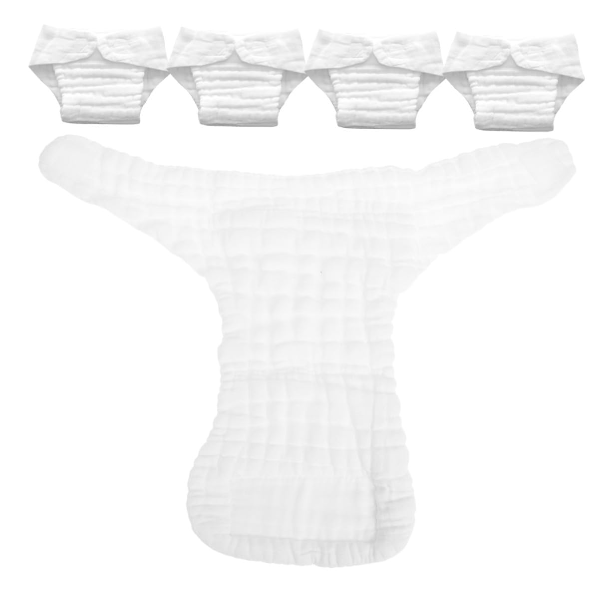 Pañal de Tela Reutilizable para Ñiño, Algodón Blanco, 5 Piezas