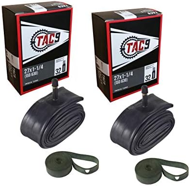 2 Pack - TAC-9 Tube, 27" x 1-1/4" with Rim Strips, Regular Schrader Valve, 32mm