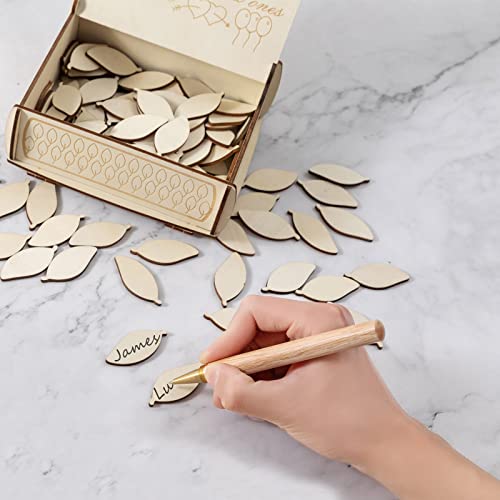 Yukawang Tree Of Life Wedding Guest Book Alternative Wooden Personalized Graduation Party Signature Guest Book Baby Shower Wedding Sign In Drop Guestbook For Ceremony And Reception 100 Leaves (Brown) #TOP3
